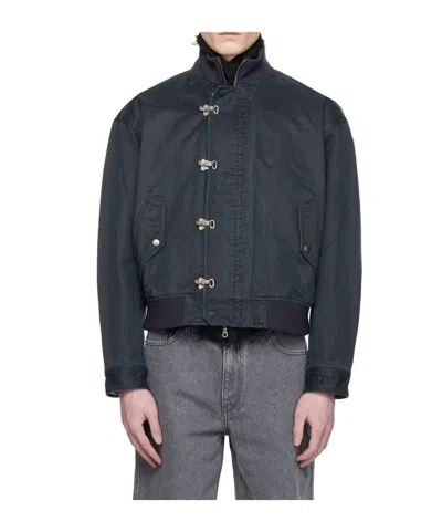 Coor Washed Deck Hook Lip Bomber Jacket In Blue