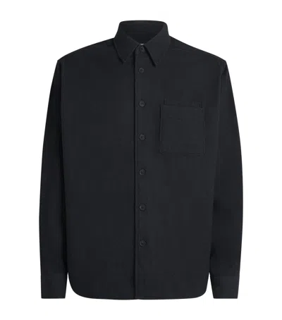 Coor Wool-blend Ribbed Shirt In Black
