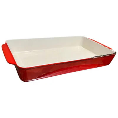 Pre-owned Copco 1960s  Red Enamelware Casserole Baking Dish Michael Lax Denmark
