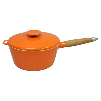 Pre-owned Copco Michael Lax Orange Enameled Cast Iron Saucepan Denmark Mcm W / Lid
