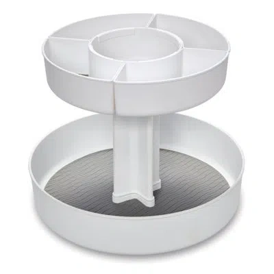 Copco Two-tier Revolving Pantry Organizer In White,gray