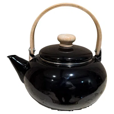 Pre-owned Copco Vintage Japanese Small Black Tea Pot Enamel Kettle Post-modern