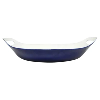 Pre-owned Copco Vintage Michael Lax  Denmark Modern Blue Enamel Cast Iron Paella Dish Pan