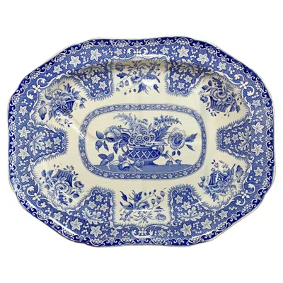 Pre-owned Copeland & Garrett Spode Blue And White Floral Plate Platter Spode England