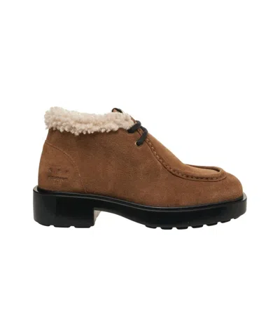 Copenaghen Copenhangen Ankle Boots With Shearling Lining In Brown