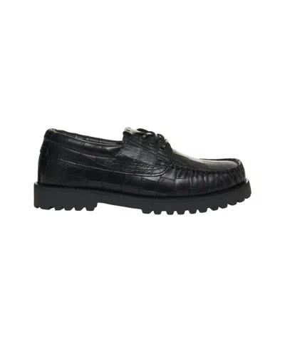 Copenaghen Crocodile Effect Lace-up Shoes In Black