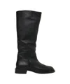 Copenaghen Knee-high Black Leather  Boots With Minimalist Design In Black