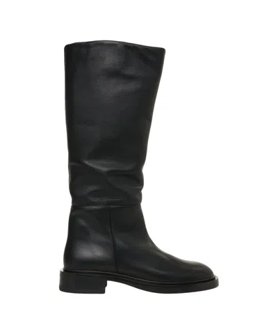 Copenaghen Knee-high Black Leather  Boots With Minimalist Design