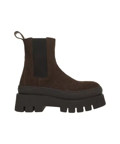 Copenaghen Suede Ankle Boots With Platform Sole In Brown