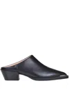 Copenaghen Texan Style Leather Mules In Black
