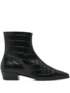 Copenhagen 30mm Cph293 Croc-embossed Pointed Boots In Black