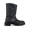 Copenhagen Black Ankle Boot With Buckle In Grained Leather In Black