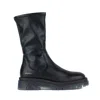 Copenhagen Black Vegan Smooth And Stretchy Leather Bootsalie In Black