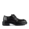 Copenhagen Brown Leather Shoe With Crocodile Print In Black