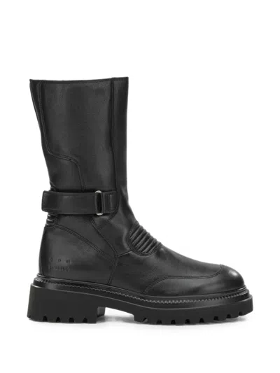 Copenhagen Buckle-strap Panelled Boots In Black