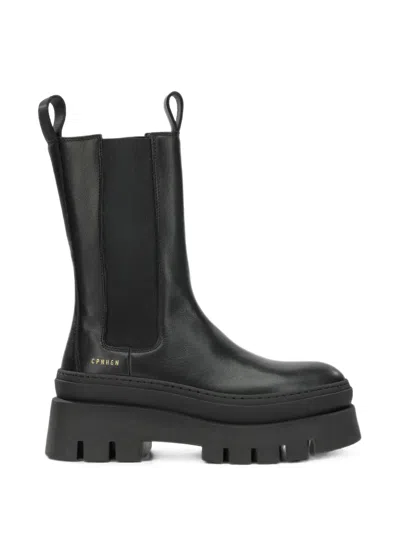 Copenhagen Chunky-sole Leather Boots In Black