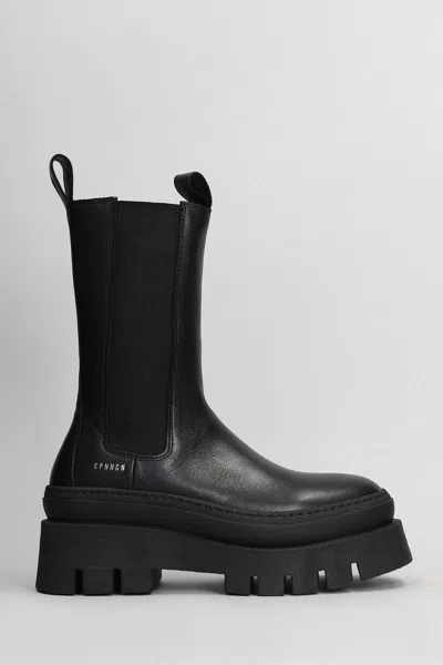 Copenhagen Elastic-panel Platform Boots In Black