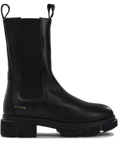 Copenhagen Cph500 Pull-tab Platform Chealse Boots In Black