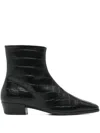 Copenhagen 30mm Cph293 Croc-embossed Pointed Boots In Black