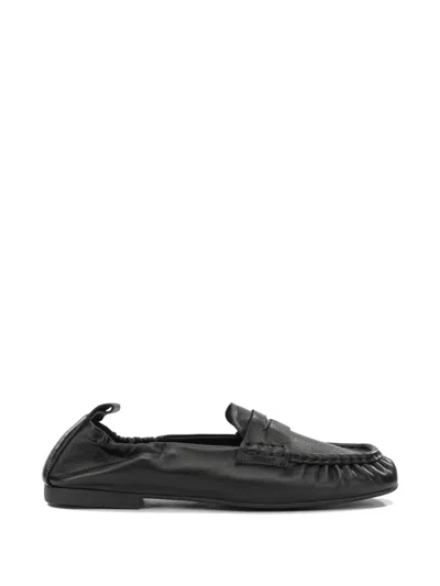 Copenhagen Gathered-back Penny Loafer Moccasin Flats In Black