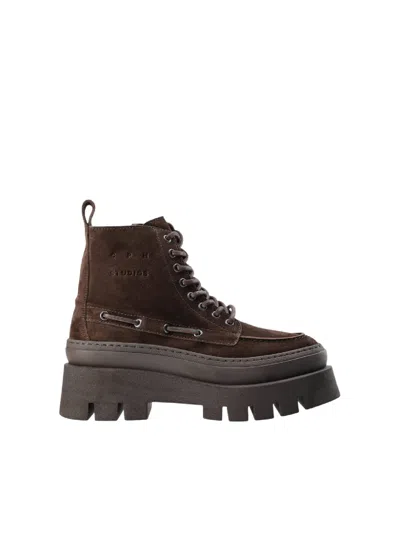 Copenhagen Lace-up Boots Color Chocolate In Brown