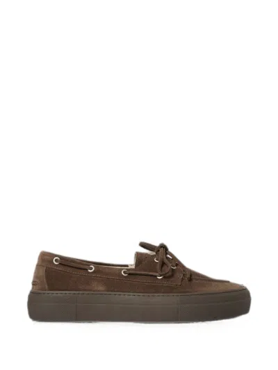 Copenhagen Lace-up Suede Loafers In Brown