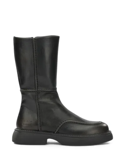 Copenhagen Leather Biker Boots In Black