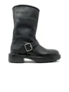 Copenhagen Black Ankle Boot With Buckle In Grained Leather In Black
