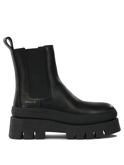 Copenhagen Leather Pull-on Ankle Boots In Black