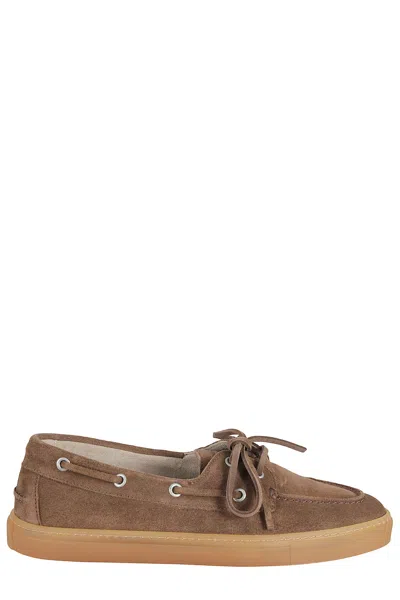 Copenhagen Lace-up Suede Loafers In Brown