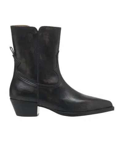 Copenhagen Pointed-toe Black Leather Texas Boots