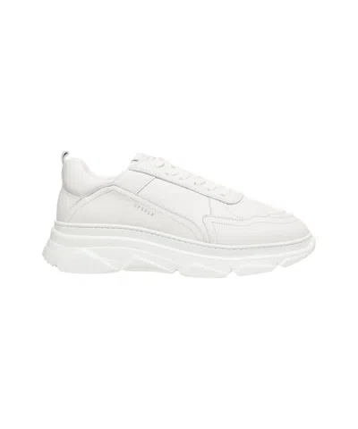 Copenhagen Rounded Premium Leather Sneakers With Chunky Rubber Sole In White