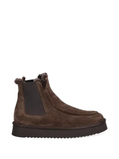 Copenhagen Shearling-lined Suede Boots In Brown