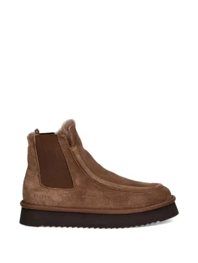 Copenhagen Shearling-lined Suede Boots In Brown