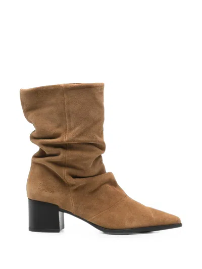 Copenhagen Slouchy Pointed-toe Boots In Brown