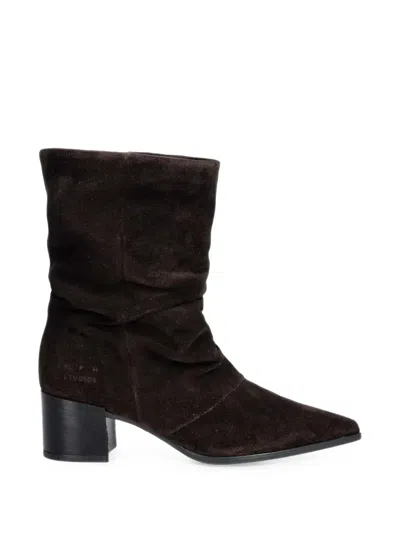 Copenhagen Slouchy Pointed-toe Boots In Brown