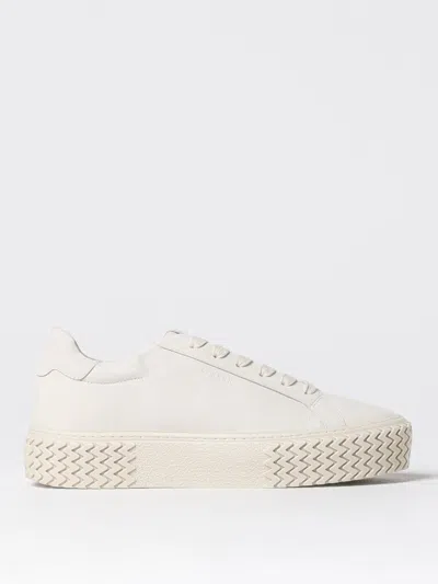 Copenhagen Snkeakers With Cream Grooved Platform Sole In White
