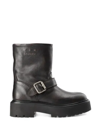 Copenhagen Studios Buckle-detail Leather Boots In Black