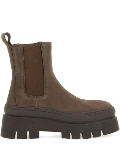 Copenhagen Studios Elasticated Platform Ankle Boots In Brown