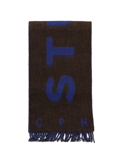 Copenhagen Studios Logo-intarsia Fringed-edge Scarf In Neutral