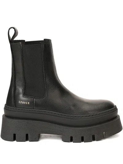Copenhagen Studios Lug-sole Ankle Boots In Black