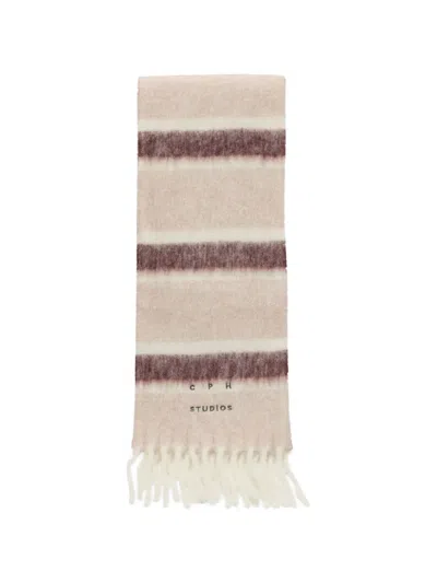 Copenhagen Studios Striped Fringed Scarf In Pink