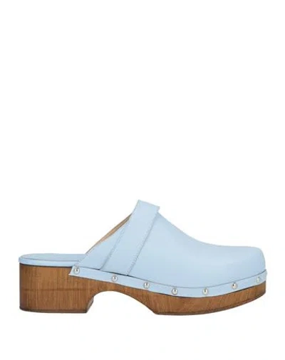 Copenhagen Studios Woman Mules & Clogs Sky Blue Size 8 Leather In Multi