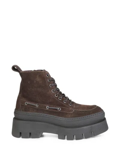 Copenhagen Suede Chunky-sole Boots In Brown