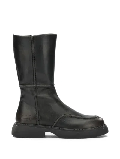 Copenhagen Vintage Biker Leather Ankle Boots In Black