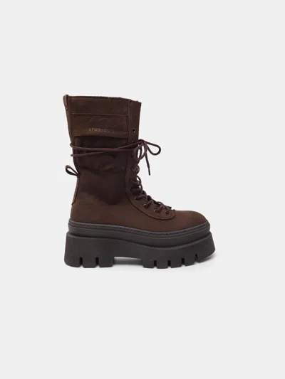 Copenhagen Woman Lace-up Boot In Brown