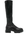 Copenhagen Woman Boot Black Stretch Leather Slip-on Knee-high Boots In Black