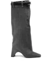 Coperni 75mm Denim Boots In Grey