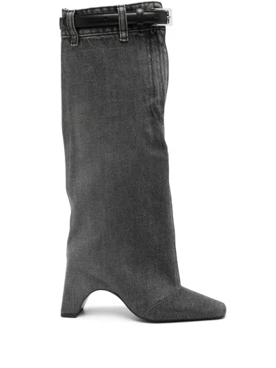 Coperni 75mm Denim Boots In Grey