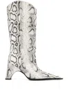 Coperni Snake Print Bridge Cowboy Boots White/grey In White